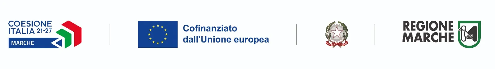 Coesione Italia 21-27 Marche, Cofinanziato dall'Unione europea, Repubblica Italiana, Regione Marche